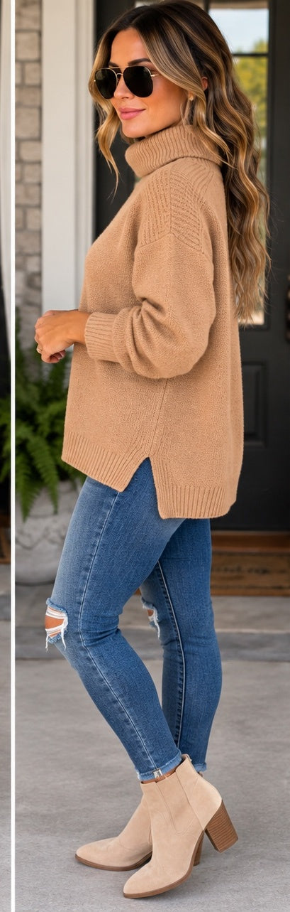 VICI Cozy Camel Turtleneck Sweater